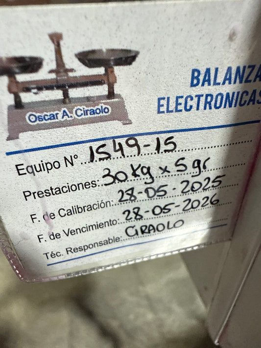 Balanza Electronica Oscar Ciraolo 30Kg/5g