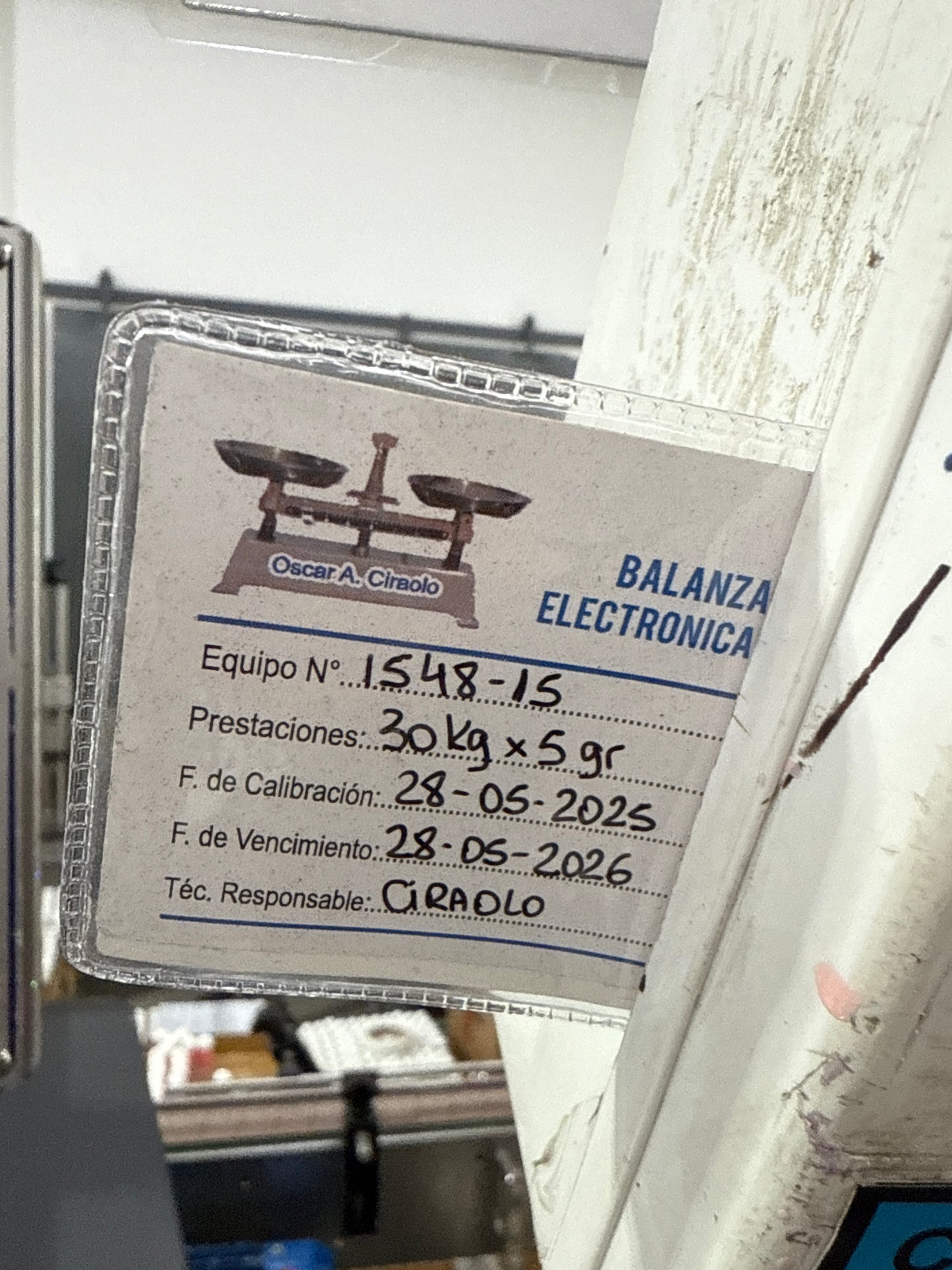 Balanza Electronica Oscar Ciraolo
30Kg/5g