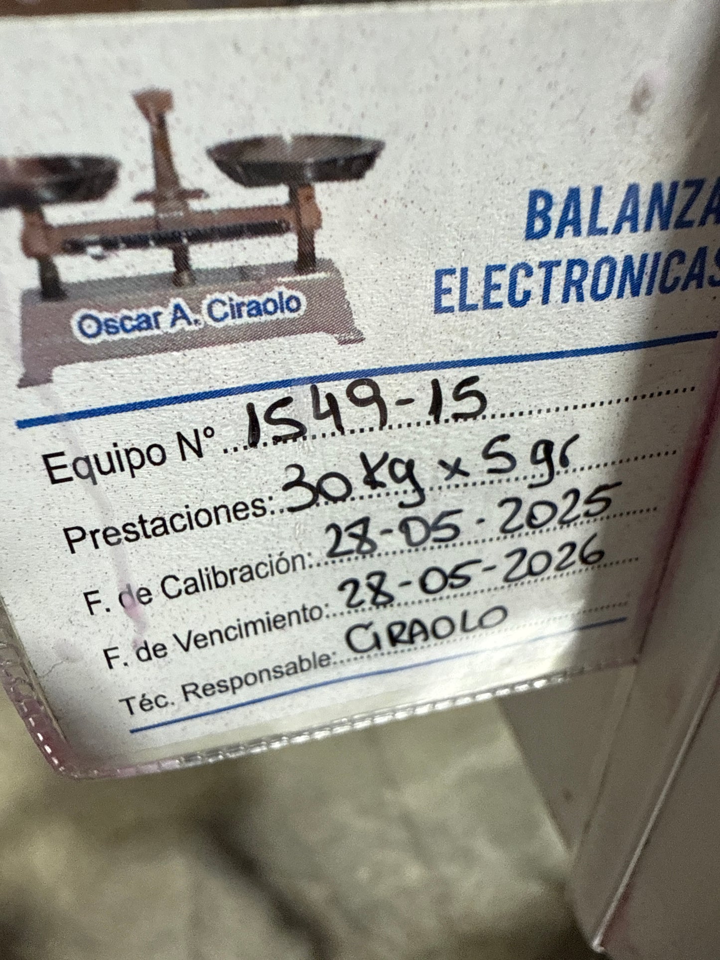 Balanza Electronica Oscar Ciraolo 30Kg/5g